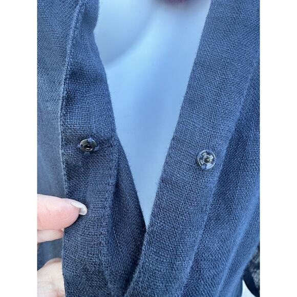 Eleven By March 11 Navy 100% Linen Embroidered Floral Tassel Mini Dress Size M - Picture 7 of 12